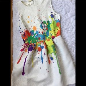 NWT White dress with paint splash pattern. Sz S